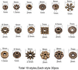 Tibetan Style Alloy Spacer Beads, Square, Antique Bronze, 16.5x10.8x3cm, about 30pcs/compartment, 540pcs/box