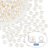 ABS Plastic Imitation Pearl Beads, Round, Creamy White, 11.8x9.5mm, Hole: 5.8mm, 300pcs/box