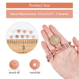 5 Strands Natural Marble and Sesame Jasper/Kiwi Jasper Beads Strands, Frosted, Round, 4mm, Hole: 1mm, about 96pcs/strand, 14.57''(37cm)