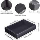 Drawer Kraft Paper Box, Festival Gift Wrapping Boxes, Gift Packaging Boxes, for Jewelry, Wedding Party, with PVC Plastic Windows, Black, 18.6x12.3x3.5cm