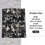 Flower Pattern Polyester Mesh Fabric, for Dress Costumes Decoration, Black, 125~130x0.01~0.05cm, 2 yard/pc
