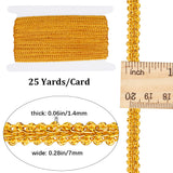 1 Card Metallic Yarn Ribbons, Jacquard Ribbon, Centipede Lace Ribbons, Garment Accessories, Goldenrod, 1/4 inch(7mm), 25 yards/card