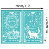 Self-Adhesive Silk Screen Printing Stencil, for Painting on Wood, DIY Decoration T-Shirt Fabric, Turquoise, Tarot Theme Pattern, 280x220mm