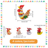 5Pcs 5 Style Handmade Lampwork Display Decorations, Rooster Desktop Ornament, Mixed Color, 14~52.5x20~27x27~53mm, 1pc/style