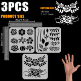 3Pcs 3 Styles PET Hollow Out Drawing Painting Stencils, for DIY Scrapbook, Photo Album, Flower, 200x200mm, 1pc/style