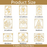Nickel Decoration Stickers, Metal Resin Filler, Epoxy Resin & UV Resin Craft Filling Material, Golden, Sun & Moon & Star, Tarot, 40x40mm, 9 style, 1pc/style, 9pcs/set