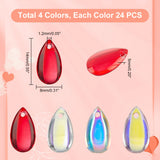 96Pcs 4 Colors Transparent Glass Charms, AB Color, Teardrop, Mixed Color, 14x8x5mm, Hole: 1.2mm, 24pcs/color