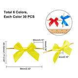 Polyester Packaging Ribbon Bows, Gift Pull Bows, with Iron Wire Twist Ties, for DIY Gift Wrap Decoration, Wedding Candy Party Decoration, Mixed Color, 56x45~52x4mm, 6colors, 30pcs/color, 180pcs/set