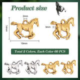 120PCS 2Colors Tibetan Style Alloy Pendants, Cadmium Free & Lead Free, Horse, Mixed Color, 14x19x3mm, Hole: 2mm