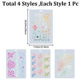 4Pcs 4 Styles Floral PET Drawing Painting Stencils Templates, for Painting on Scrapbook Fabric Canvas Tiles Floor Furniture Wood, Rectangle, Gainsboro, 260x178x0.2mm, 1pc/style