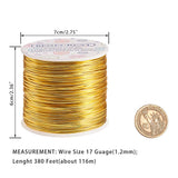 Round Aluminum Wire, Champagne Yellow, 17 Gauge, 1.2mm, about 380.57 Feet(116m)/roll