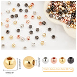320Pcs 4 Colors Brass Spacer Beads, Round, Mixed Color, 4x3.5mm, Hole: 1.5mm, 80pcs/color