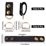 2Pcs Tactical Double Snap Belt Keepers, Cowhide Military Belt Keeper Loops, with 2Pcs Iron D Rings, Waist Buckle for Hunting Fixed Accessories, Light Gold, 182x26.5x8mm