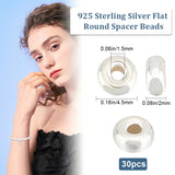 Flat Round 925 Sterling Silver Spacer Beads, Silver, 4.5x2mm, Hole: 1.5mm, 30Pcs/box