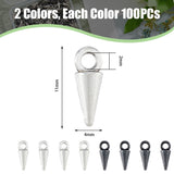 200Pcs 2 Colors Alloy Charms, Cone Charm, Mixed Color, 11x4mm, Hole: 2mm, 100pcs/color