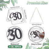 30Pcs Acrylic Tent Table Number Sign, Reservation Signage Board, Desk Sign Plate, for Wedding, Hotel, Resturant, Number 1~30, WhiteSmoke, 62x75x74m