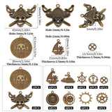 Tibetan Style Alloy Gear Pendants, Mixed Shapes, Antique Bronze, 13.5~43x13.5~39x1~5mm, Hole: 1.5~3mm, 58pcs/box