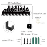 Iron Medal Holder Frame, Medals Display Hanger Rack, 20 Hooks, with Screws, Jiu-Jitsu Brazilian, Sports, 137x400mm, Hole: 5mm