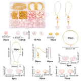 DIY Beaded Earring Making Kit, Inclduing Heart & Star & Imitation Pearl Acrylic Beads, Brass Hoop Earrings Findings & Earring Hooks, Pink, 247Pcs/box