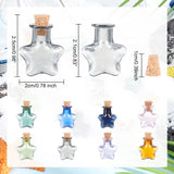8Pcs 8 Colors Mini High Borosilicate Glass Bottle Bead Containers, Wishing Bottle, with Cork Stopper, Star, Mixed Color, 2.35x2.05cm, 1pc/color