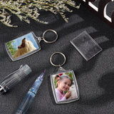 Acrylic Keychain, with Iron Split Key Rings, Rectangle, Clear, 90mm, Pendants: 61.5x40x4.5mm