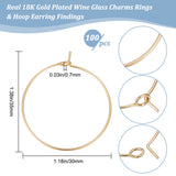 100Pcs 316 Surgical Stainless Steel Wine Glass Charms Rings, Hoop Earring Findings, DIY Material for Basketball Wives Hoop Earrings, Real 18K Gold Plated, 21 Gauge, 35x30x0.7mm, Pin: 0.7mm