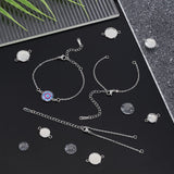 DIY Blank Dome Flat Round Link Bracelet Making Kit, Including 201 Stainless Steel Bracelet Making, 304 Stainless Steel Cabochon Connector Settings, Glass Cabochons, Stainless Steel Color, 54Pcs/box