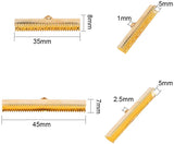 Rectangle Plating Iron Ribbon Crimp Ends, Mixed Color, 10.8x7.4x1.8cm, 80pcs/box