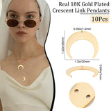 10Pcs 201 Stainless Steel 2-Loop Connector Charms, Laser Cut, Crescent, Real 18K Gold Plated, 26x30x1mm, Hole: 1.2mm