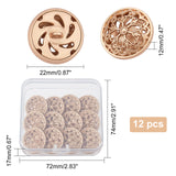 12Pcs Hollow Alloy 1-Hole Buttons, for Sewing Crafting, Half Round, Matte Gold Color, 22x12mm, Hole: 2mm