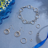 500Pcs 5 Style Iron Textured Jump Rings, Soldered Jump Rings, Closed Jump Rings, for Jewelry Making, Platinum, 18 Gauge, 7.5~19.5x1mm, Inner Diameter: 5.5~16mm, 100pcs/style