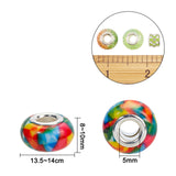 Acrylic & Resin & Polymer Clay Rhinestone European Beads, Large Hole Beads, with Silver Color Core, Rondelle, Mixed Color, Beads: 13.5~14x8~10mm, Hole: 5mm, 54pcs/bag, 1bag/box
