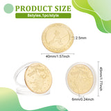 8Pcs 8 Styles Iron Commemorative Coin,  Souvenir Medal, Flat Round, Mixed Shapes, 45x6mm, 1pc/style