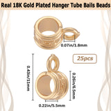 25Pcs Brass Tube Bails, Loop Bails, Bail Beads For European Chains, Column, Textured, Nickel Free, Real 18K Gold Plated, 11x5.5x6.5mm, Hole: 1.8mm, Inner Diameter: 4.5mm