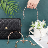 4Pcs 2 Colors Iron Bag Handle, with Lobster Clasps, Half Round with Floral Pattern, for Bag Accessories, Light Gold & Platinum, Mixed Color, 10.5x11.7x0.5cm, 2pcs/color