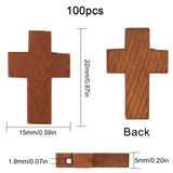 100Pcs Wooden Pendants, Cross, Camel, 21~22x14~15x4~5mm, Hole: 1.8mm, 100pcs