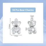 Rack Plating Alloy Pendants, Cadmium Free & Lead Free, Bear Charms, Platinum, 17.5x11x5mm, Hole: 1.5mm, 50pcs/box