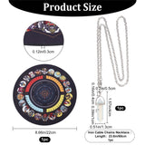 DIY Pendulum Divination Making Kit, Including Opalite Bullet Pendants, Synthetic Rubber Pendulum Mat and Iron Cable Chains Necklace Making, Sun Pattern, 220x3mm