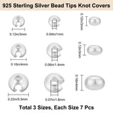 21Pcs 3 Size 925 Sterling Silver Crimp Beads Covers, Flat Round, Silver, 3~5.5x2.5~4mm, Hole: 1~1.8mm, 7Pcs/style