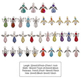 34Pcs 34 Style Glass & ABS Plastic Imitation Pearl Beaded Pendants, with Acrylic & Alloy Findings, Angel Charms, Mixed Color, 27~33x18~23.5x6~19.5mm, Hole: 2~3mm, 1Pc/style