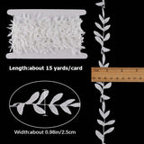 15 Yards Lace Embroidery Polyester Ribbons, Costume Accessories, Leaf Pattern, White, 1 inch(25mm)