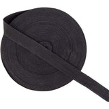 Cotton Ribbons, Herringbone Ribbon, for Jewelry Making, Black, 1 inch(25mm), about 45m/Roll