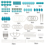 DIY Dangle Earring Making Kits, Including Synthetic Turquoise & Howlite Beads, Brass & Iron & Alloy Linking Rings, Alloy Pendants, Brass Earring Hook & Jump Rings & Pins, Platinum, 205pcs/box