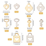 304 Stainless Steel Charms, Lock & Key, Golden & Stainless Steel Color, 48pcs/box