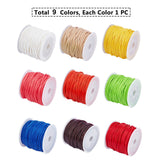 9 Rolls 9 Colors Waxed Polyester Cords, for Jewelry Making, Mixed Color, 1.5mm, about 10m/roll, 1roll/color