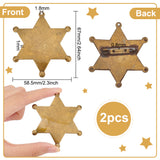 2Pcs Blank Star Iron Brooch Findings, Brooch Base Settings, Antique Bronze, 67x58.5x1mm, Hole: 1.8mm