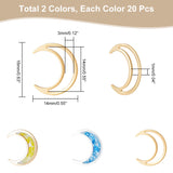 40Pcs 2 Colors Brass Linking Rings, Long-Lasting Plated, Moon, Golden & Silver, 16x14x1mm, Inner Diameter: 14x3mm, 20pcs/color