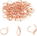 304 Stainless Steel Leverback Earring Findings, with Loop, Bead Container, Rose Gold, 16x11.5x2mm, Hole: 1.4mm, Pin: 0.7x0.9mm, about 50pcs/box