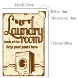 Tinplate Sign Poster, Vertical, for Home Wall Decoration, Rectangle with Laundry Room Loads Of Fun Drop Your Pants Here, Washing Machine Pattern, 300x200x0.5mm