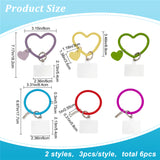 6Pcs 6 Style Silicone Phone Lanyard, Wrist Lanyard Strap with Plastic & Alloy Keychain Holder, Mixed Color, 17.7cm and 18.2cm, 1pc/style